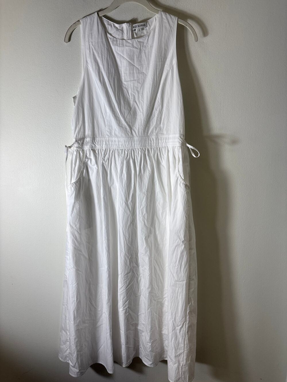 Rue Sophie White Sleeveless Side Tie Maxi Dress Sz M